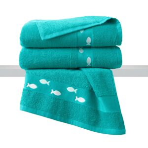 Blancheporte Froté ručníky s výšivkou rybiček, zn. Colombine, sady smaragdová ručník 50x100cm+žínka