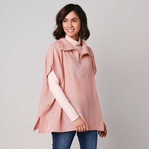 Blancheporte Pončo pulovr se zipovým stojáčkem růžová pudrová 52