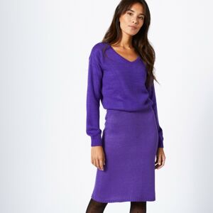 Blancheporte Jednobarevná pletená sukně, kašmírová na dotek fialová 50