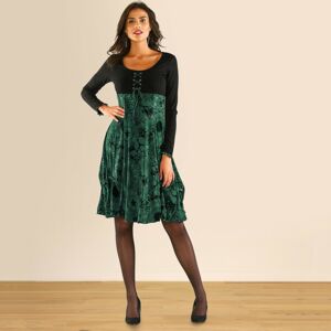 Blancheporte Šaty s potiskem a dlouhými rukávy černá/zelená 42/44