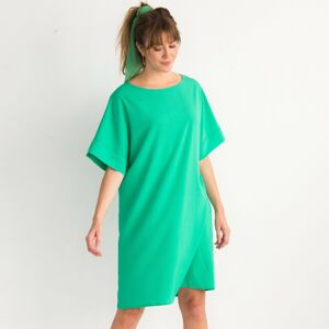 Blancheporte Rovné jednobarevné šaty se strukturou zelená 54