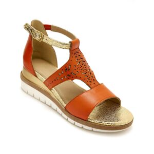 Blancheporte Kožené sandály s pajetkami, kaštanové oranžová 41