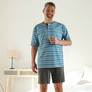 Blancheporte Pruhované pyžamo se šortkami antracitová/tyrkysová 87/96 (M)