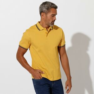 Blancheporte Polo tričko s pruhovaným límečkem z piké úpletu, s krátkými rukávy žlutá 137/146 (4XL)