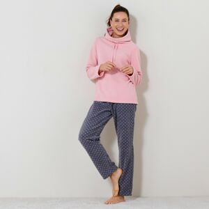 Blancheporte Fleecové pyžamo s kalhotami šedá/růžová 52