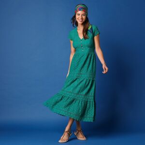 Blancheporte Dlouhé šaty s macramé a krajkou zelená 44