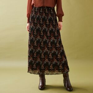 Blancheporte Plisovaná sukně s potiskem květin z recyklovaného polyesteru (1), pro malou post černá/karamelová 50