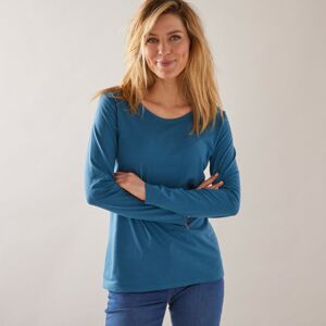 Blancheporte Jednobarevné tričko s dlouhými rukávy modrá 52