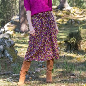 Blancheporte Dlouhá nařasená sukně s potiskem květin černá/purpurová 44