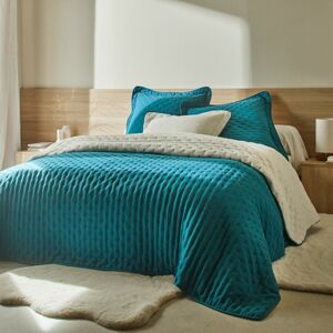 Blancheporte Oboustranný přehoz na postel z prošívaného mikrovlákna /sherpa paví modrá pléd 150x150cm