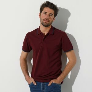 Blancheporte Polo tričko s pruhovaným límečkem z piké úpletu, s krátkými rukávy bordó 127/136 (3XL)
