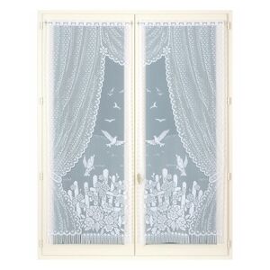 Blancheporte Rovná vitrážová záclona s motivem ptáčků, pro garnýžovou tyč, pár bílá 60x220cm