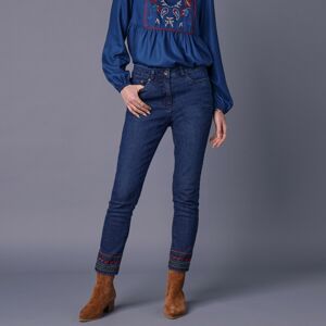 Blancheporte 7/8 úzké džíny s výšivkou modrá 42