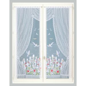 Blancheporte Rovná vitrážová záclona s motivem ptáčků, pro garnýžovou tyč, pár barevný potisk 60x120cm