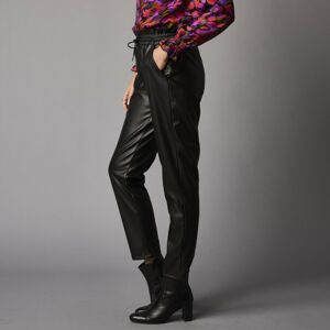 Blancheporte Koženkové kalhoty se žabičkovaným pasem černá 52