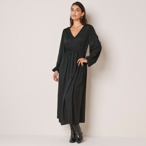 Blancheporte Jednobarevné rozšířené šaty, satén černá 38
