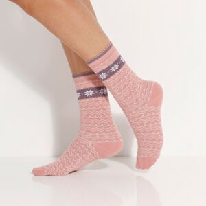 Blancheporte Sada 3 párů ponožek se žakárovým vzorem růžová/fialová 39/42