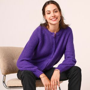 Blancheporte Propínací svetr, hladký pletený vzor fialová 50