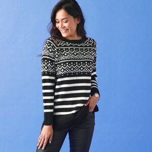 Blancheporte Tunikový pulovr se žakárovým vzorem černá/bílá 34/36